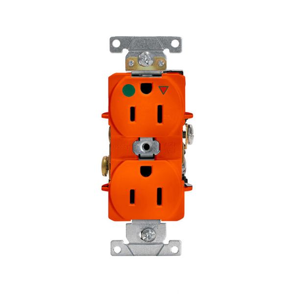 Receptáculo dúplex con puesta a tierra automática, 15 A, naranja. 08200-0IG Leviton