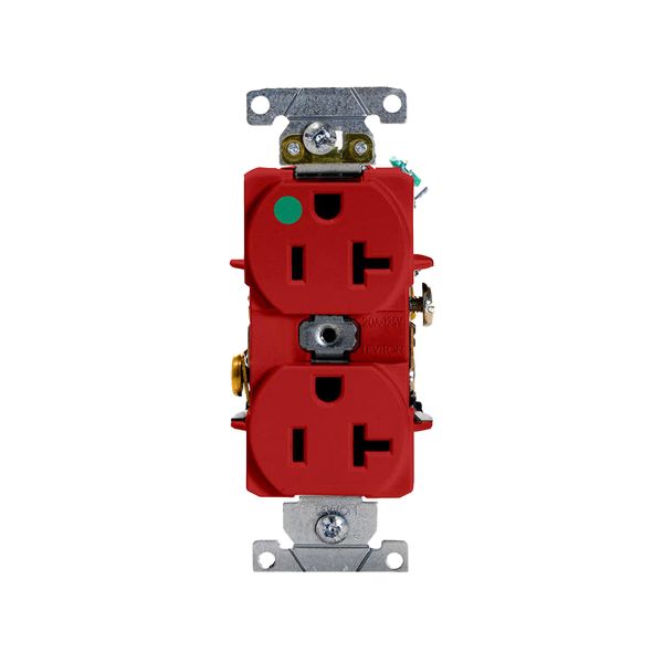 Receptáculo dúplex con puesta a tierra automática, 20 A, rojo. 08300-0HR Leviton