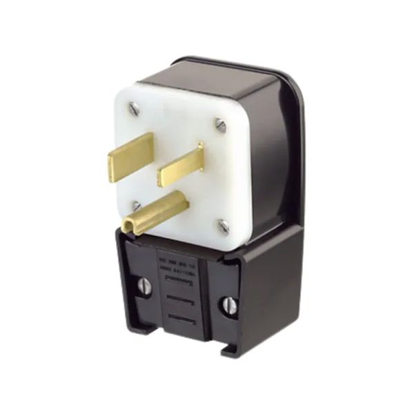 Conector de hoja recta con conexión a tierra, 50 A, negro. 09452-00P Leviton