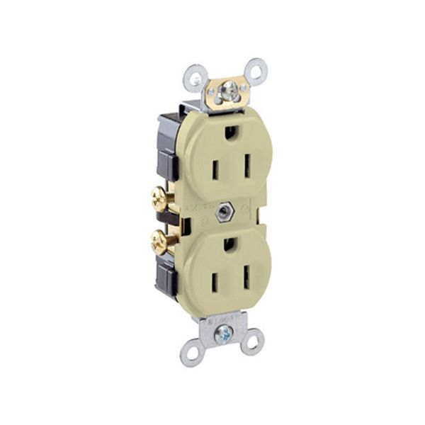 Receptáculo dúplex con puesta a tierra automática, 15 A, marfil. 0CR15-00I Leviton