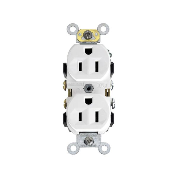 Receptáculo dúplex con puesta a tierra automática, 15 A, blanco. 0CR15-00W Leviton