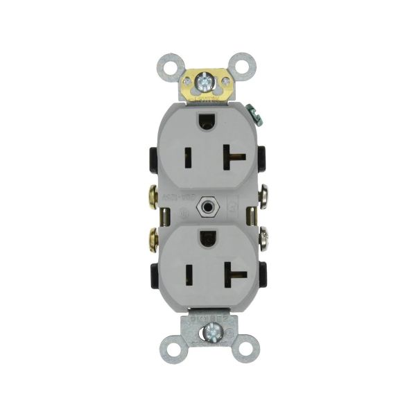 Receptáculo dúplex con puesta a tierra automática, 20 A, gris. 0CR20-0GY Leviton