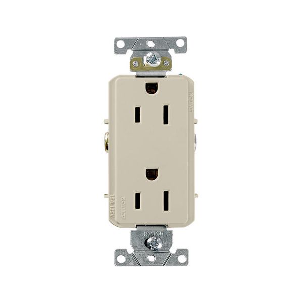 Receptáculo dúplex, puesta a tierra automática, 15 A, marfil. 16252-00I Leviton