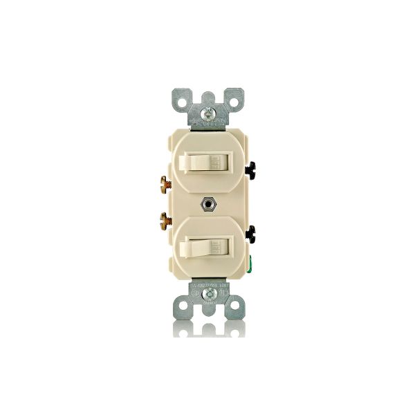 Interruptor De Combinación, Unipolar, Dúplex, Color Marfil, 5224-2I Leviton 