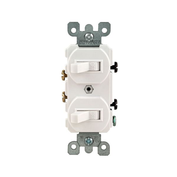 Interruptor de combinación CA unipolar, dúplex, blanco. 5224-2W Leviton