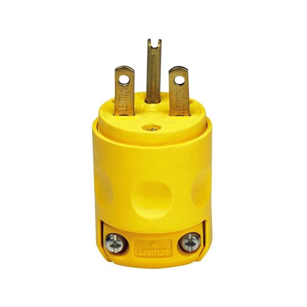 Clavija recta PVC, con conexión a tierra, 15 A, 3 W, amarillo. 615PV-000 Leviton