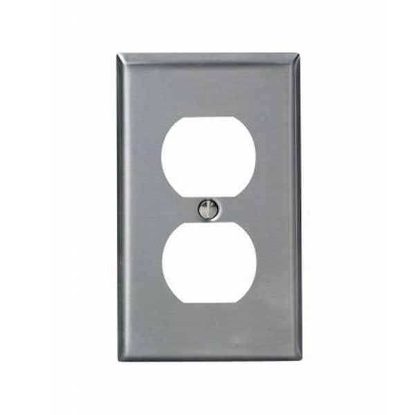 Placa para receptáculo dúplex, acero inoxidable magnético. 84003-000 Leviton