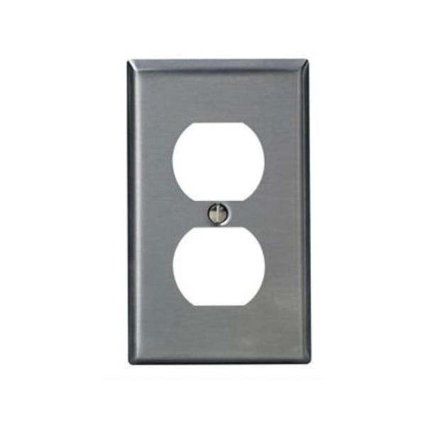 Placa para receptáculo dúplex, acero inoxidable. 84003-40 Leviton