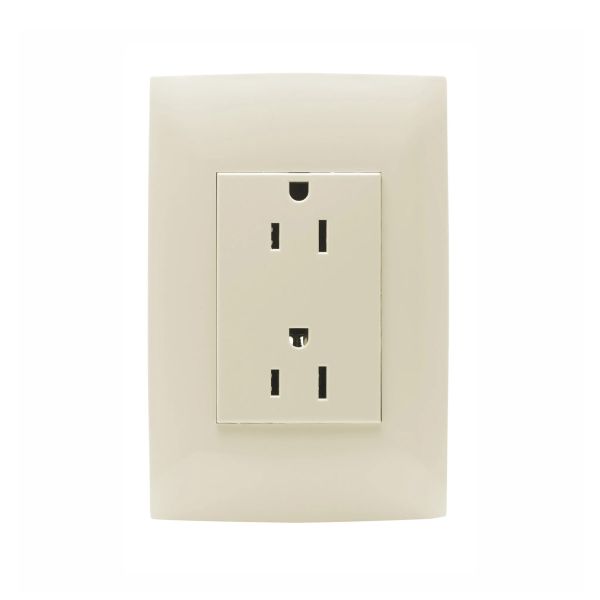 Receptáculo dúplex con tierra, 15 A, marfil. CI1-TCT2P-MAR Leviton