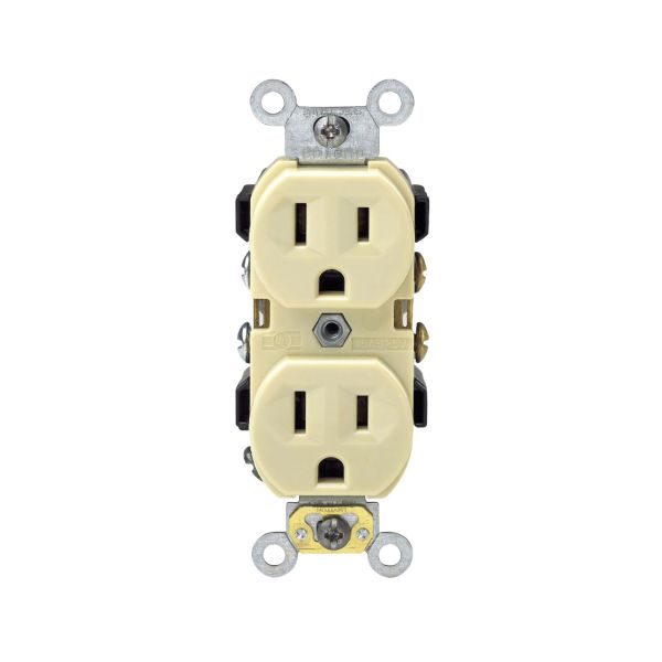 Receptáculo dúplex, puesta a tierra automática, 15 A, marfil. CR015-00I Leviton