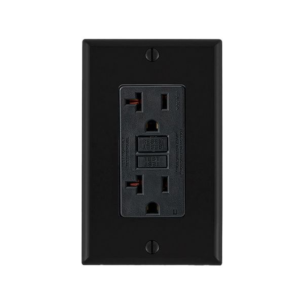 Contacto dúplex smartlock GFCI, 20 A, 125 V, negro, con placa. GFNT2-0NE Leviton