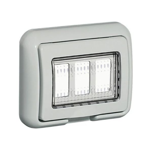 Placa para intemperie, 3 módulos, gris. 25603 Bticino