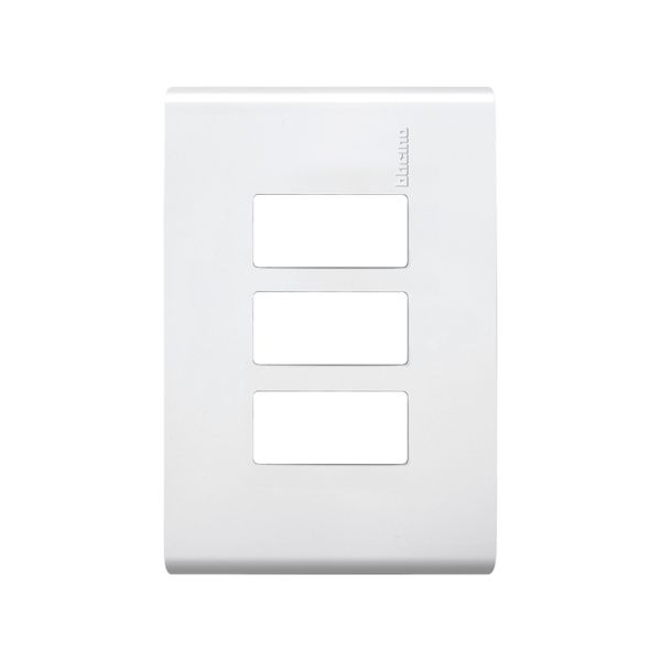 Placa de 3 módulos con chasis de resina, blanco. E5N3BNR Bticino