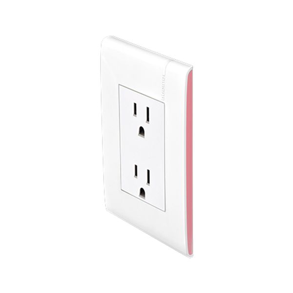 Tomacorriente dúplex, 2 polos + tierra, con protección infantil, 15 A, blanco. E6028NFLPTL