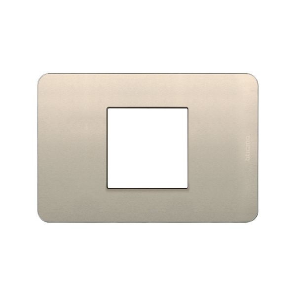 Placa de aluminio de 2 módulos centrados, perla. JA4819APQ Bticino