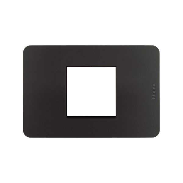 Placa de resina de 2 módulos centrados, negro mate. JA4819JBQ Bticino