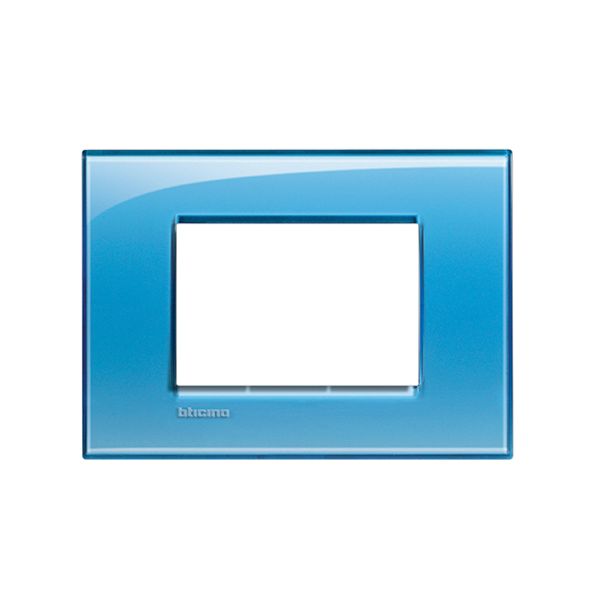 Placa rectangular de 3 módulos, azul. LNA4803AD Bticino