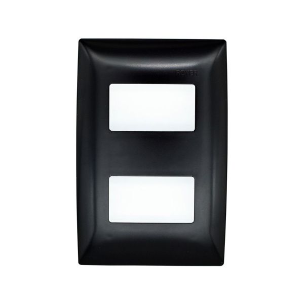 Placa de 2 módulos horizontales, negro. 100-6202BK Royer