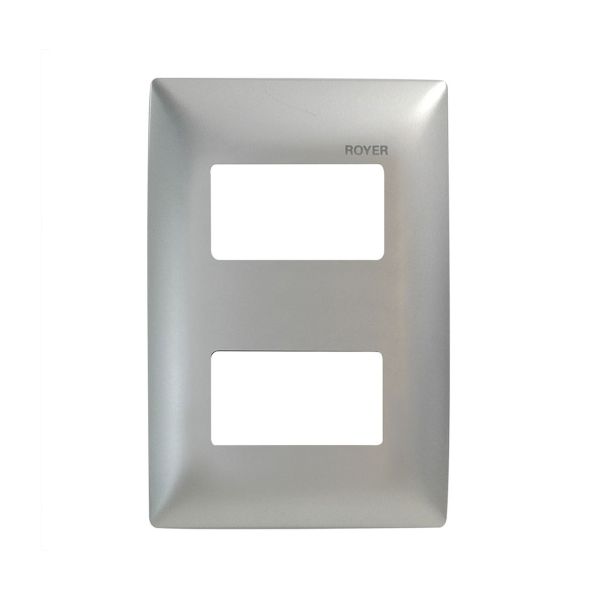 Placa de 2 módulos distanciados, 12 x 8 x 2 cm, plata. 100-6202S Royer