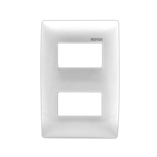 Placa de 2 módulos distanciados con soporte, blanco. 100-6202W Royer