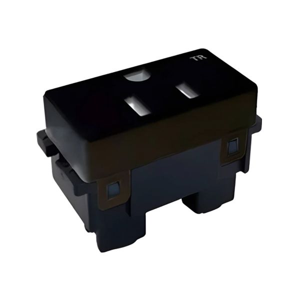 Contacto sencillo, 2 polos + tierra, 15 A, negro. 100-6248BK Royer