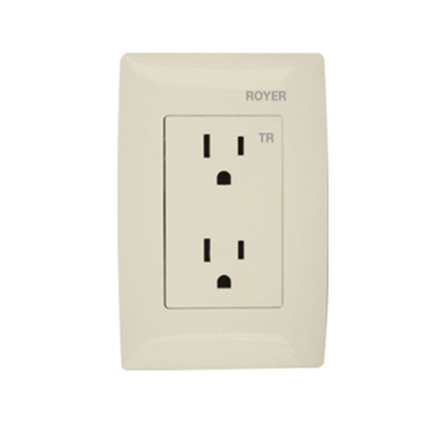 Placa de 3 módulos con contacto dúplex, 2 polos, marfil. 100-6288VP Royer