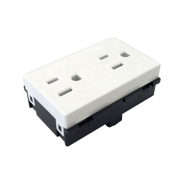 Contacto dúplex, 2 polos + tierra, 15A, blanco. 100-6288W