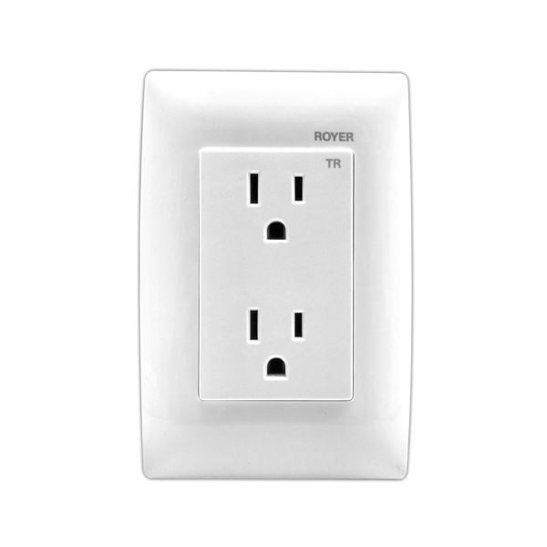 Placa con receptáculo dúplex, blanco, 15 A. 100-6288WP Royer