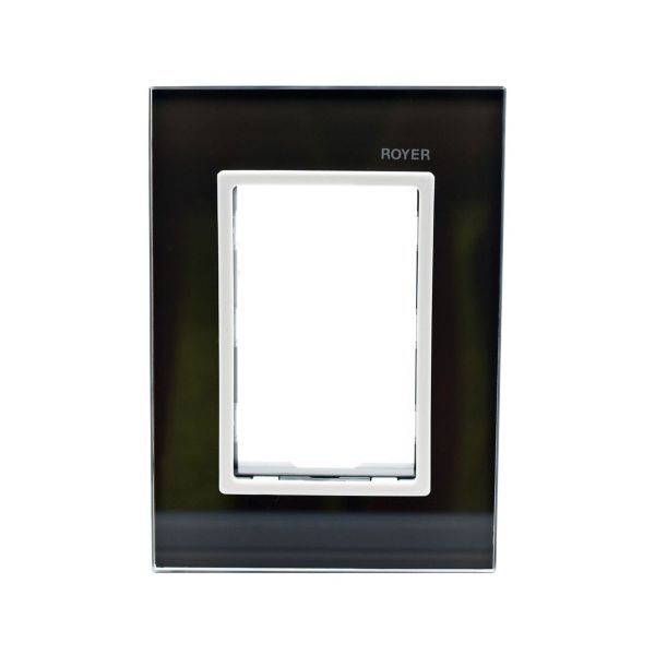 Placa de 3 módulos horizontales, cristal, moka. 100-8104B Royer