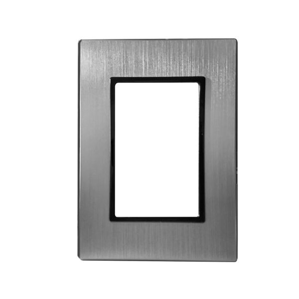 Placa de 3 módulos metálica de acero inoxidable. 100-8204SS Royer