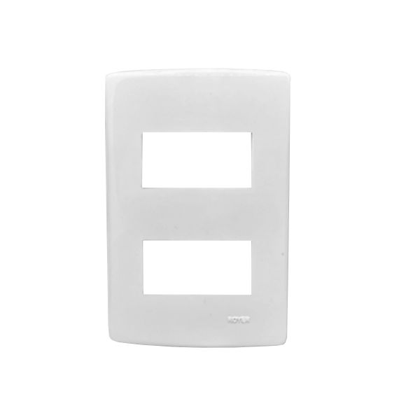 Placa de 2 módulos horizontales, blanco. RH-6002W Royer