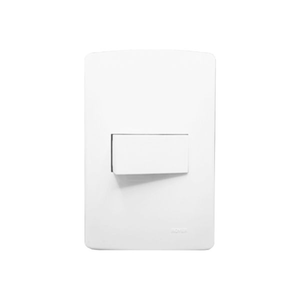 Interruptor escalera con placa, 1 módulo horizontal, blanco. RH-6103WP Royer