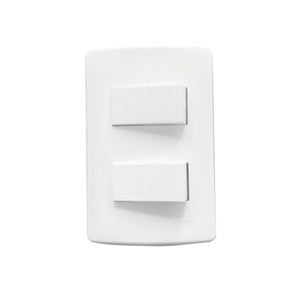 Placa con 2 interruptores sencillos distanciados, blanco. RH-6122WP Royer