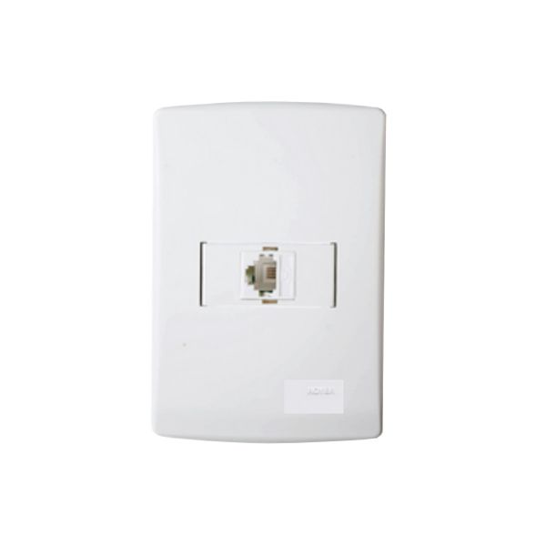 Jack RJ11 con placa, 1 módulo horizontal, blanco. RH-6311WP Royer