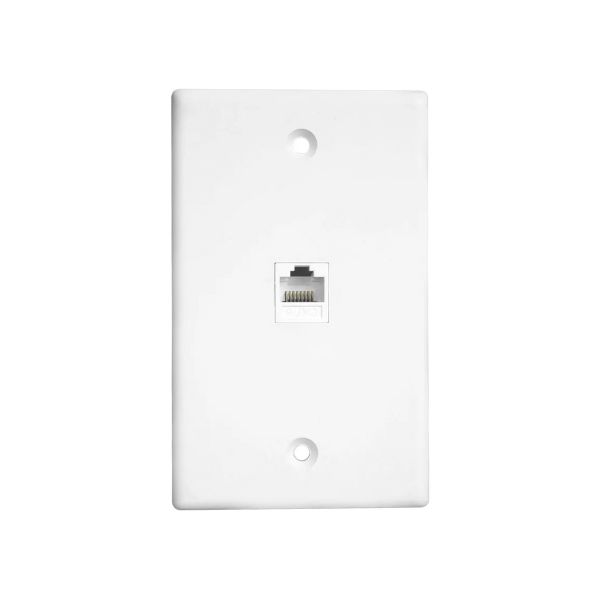 Jack RJ45 con placa, 1 módulo horizontal, blanco. RH-6345WP Royer