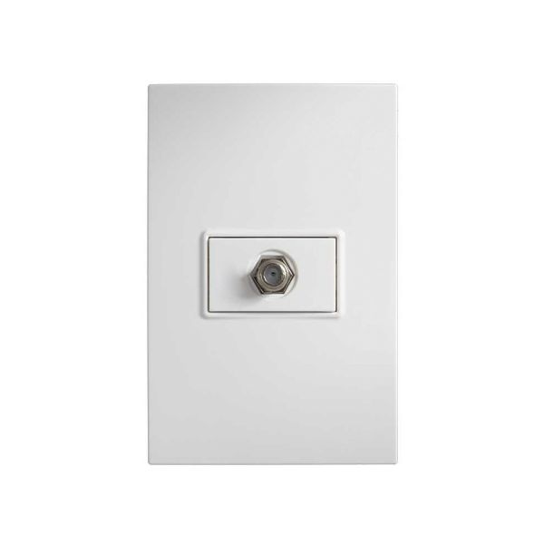 Conexión coaxial con placa, 1 módulo horizontal, blanco. RH-6375WP Royer