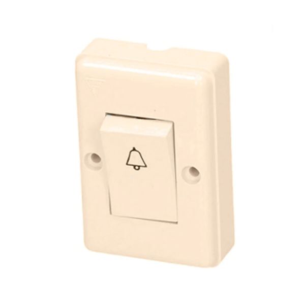 Botón de timbre plano, 10 A, marfil. WD0202 Royer