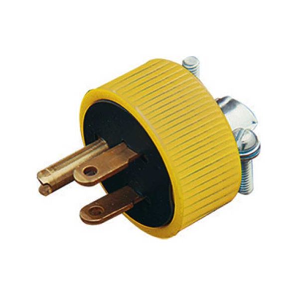Clavija aterrizada recta, amarilla, 3 hilos, 15 A. WD0557 Royer