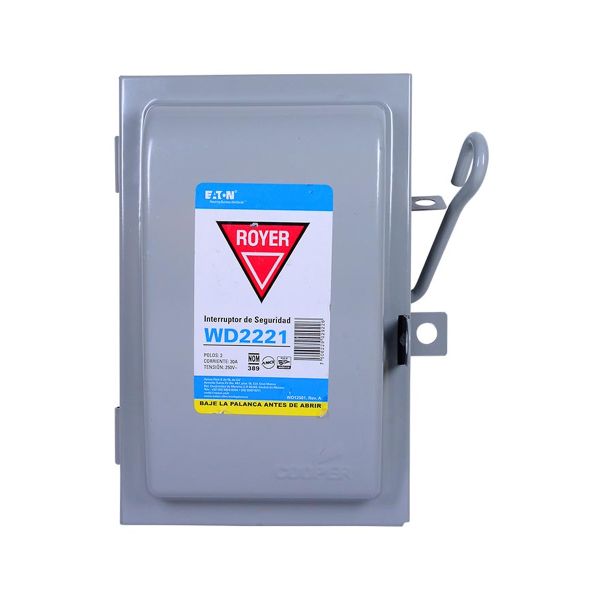 Interruptor de seguridad, 2 x 30 A, reforzado, 2 polos. WD2221 Royer