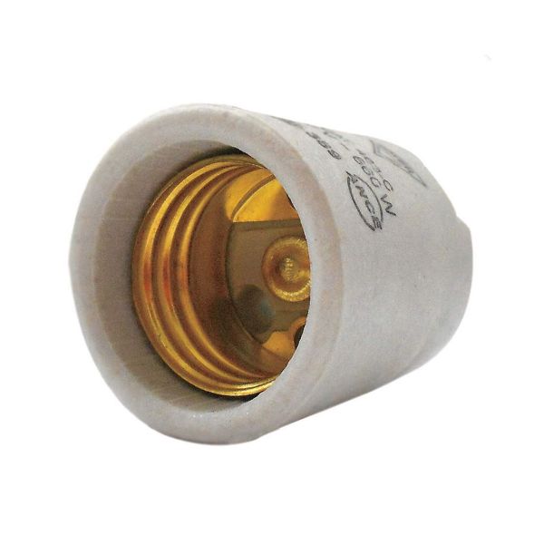 Portalámpara de cerámica, entrada estándar E26, blanca. WD4630-C Royer