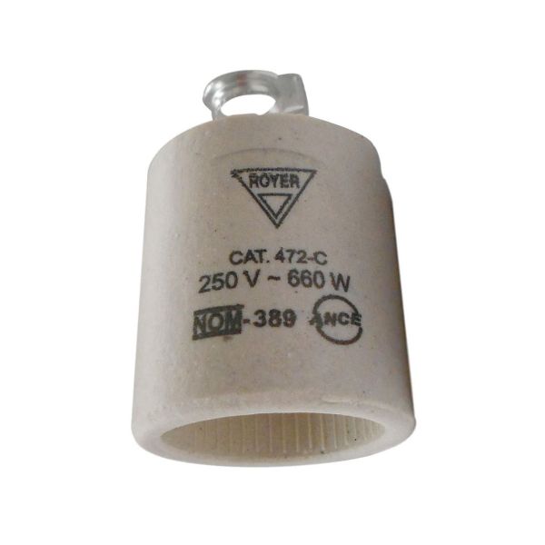 Portalámpara tipo candil E26, con niple, blanco. WD4720-C Royer
