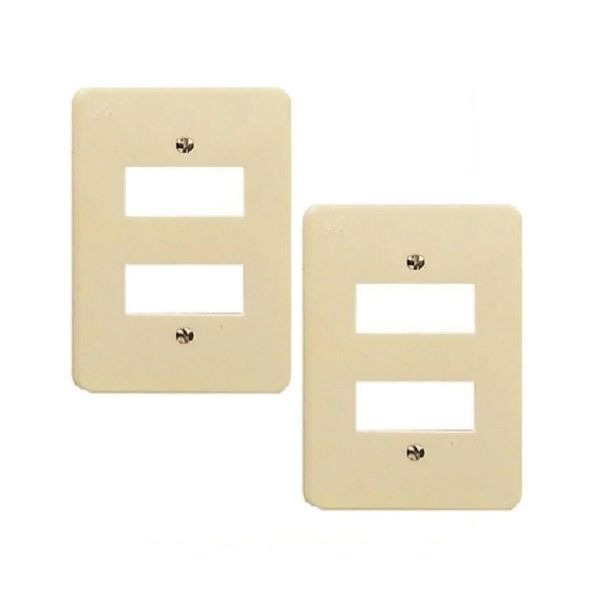 Placa de 2 módulos con chasis metálico, marfil. WD5322 Royer