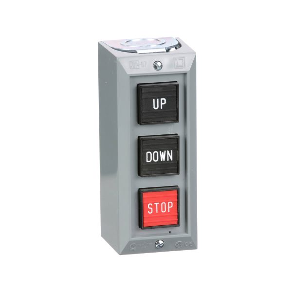 Estación de control completa, 3 pulsadores ARRIBA-ABAJO-PARADA, 5 A, 600 V. AC9001BG305 Schneider Electric