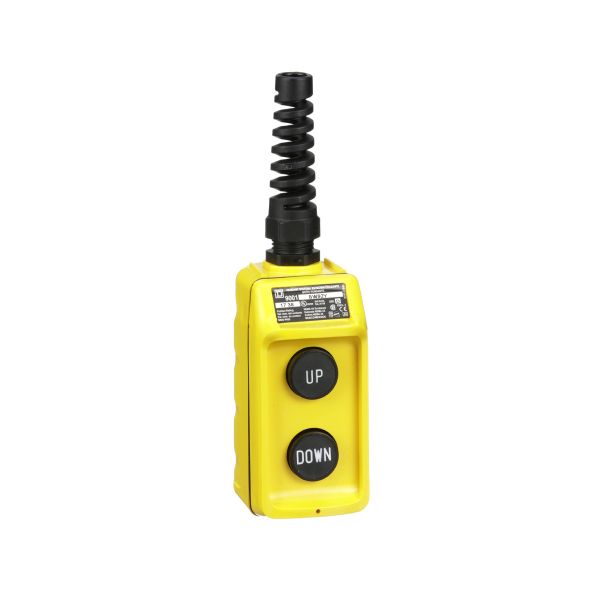 Estación colgante, 2 pulsadores ARRIBA/ABAJO, caja amarilla, 600 V CA 5 A. 9001BW92Y Schneider Electric