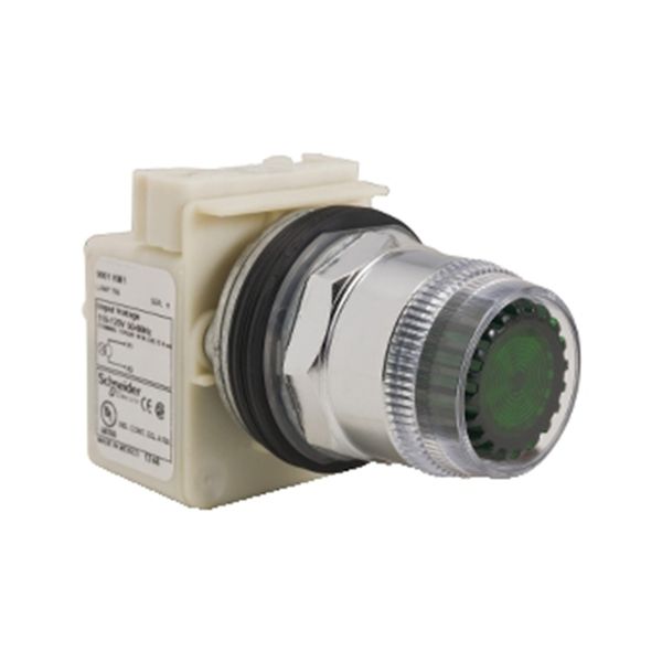 Botón pulsador iluminado, 1NA, 1NC, 120V. 9001K1L1GH13 Schneider Electric