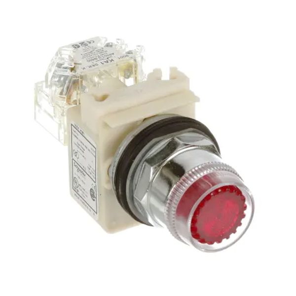 Botón pulsador rojo iluminado, 1 NA,1 NC, 120 V. 9001K1L1RH13 Schneider Electric