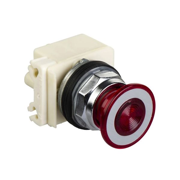 Cabeza de botón pulsador luminoso, rojo, 41 mm, Ø 30,2 posiciones, sin contacto. 9001KR9P38LRR Schneider Electric