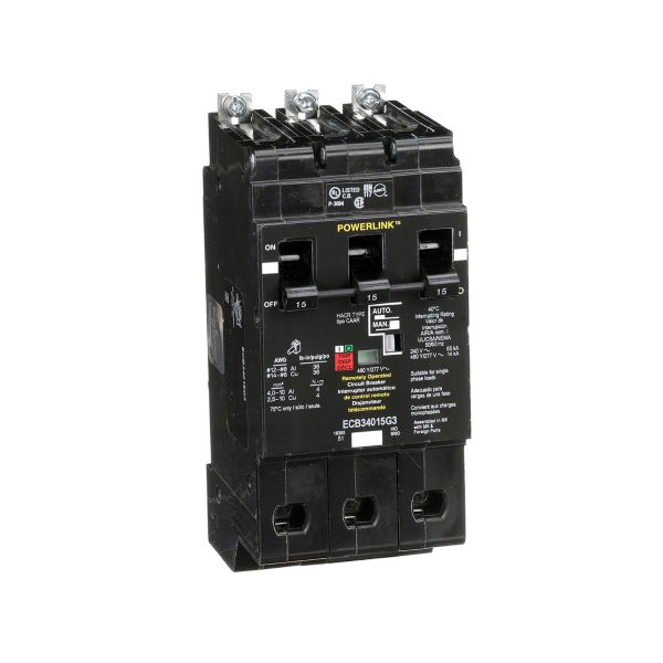 Disyuntor, 15 A, 3 polos, 277 VCA, operado de forma remota. BCE34015G3 Schneider Electric