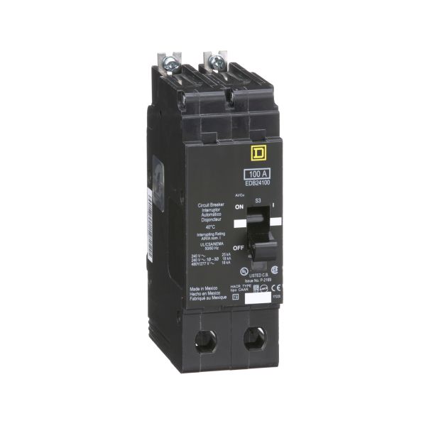 Interruptor atornillable, 2 polos, 100 A. EDB24100 Schneider Electric