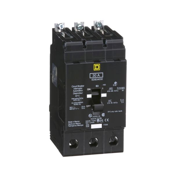 Interruptor atornillable, marco E-3 polos, 30 A. EDB34030 Schneider Electric